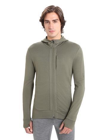 Men's Icebreaker Merino Quantum III Long Sleeve Zip Hoodie Loden | CA 1678WNBY